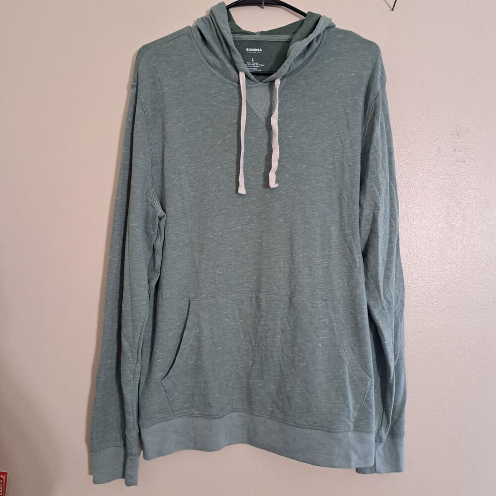 Sonoma Men's Pullover Hoodie green Kangaroo Pocket Size L